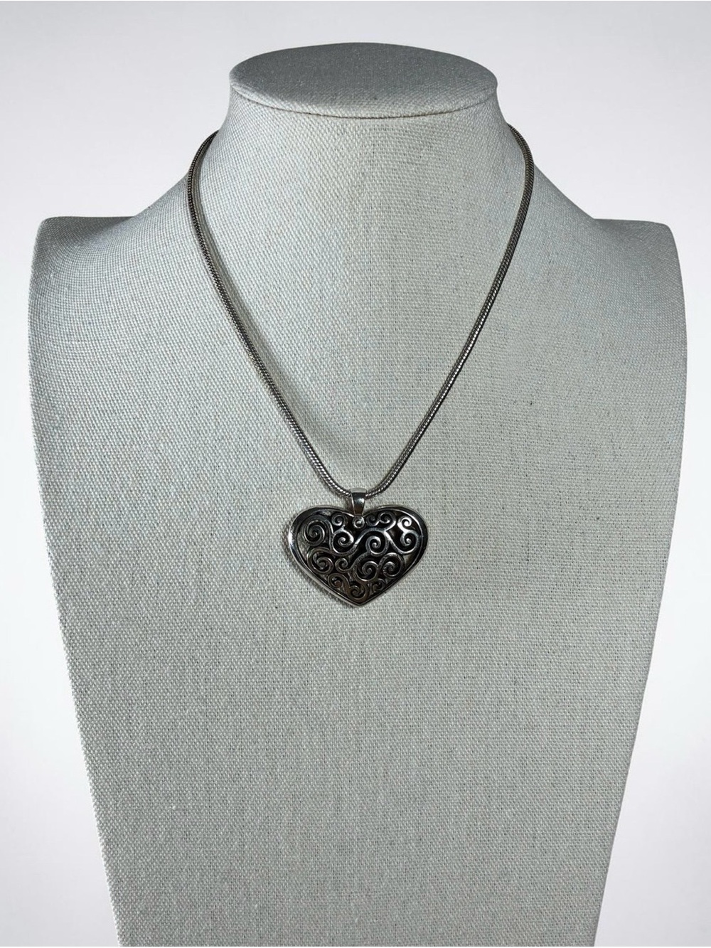 Brighton Silver-Tone Filigree Heart Pendant Necklace
